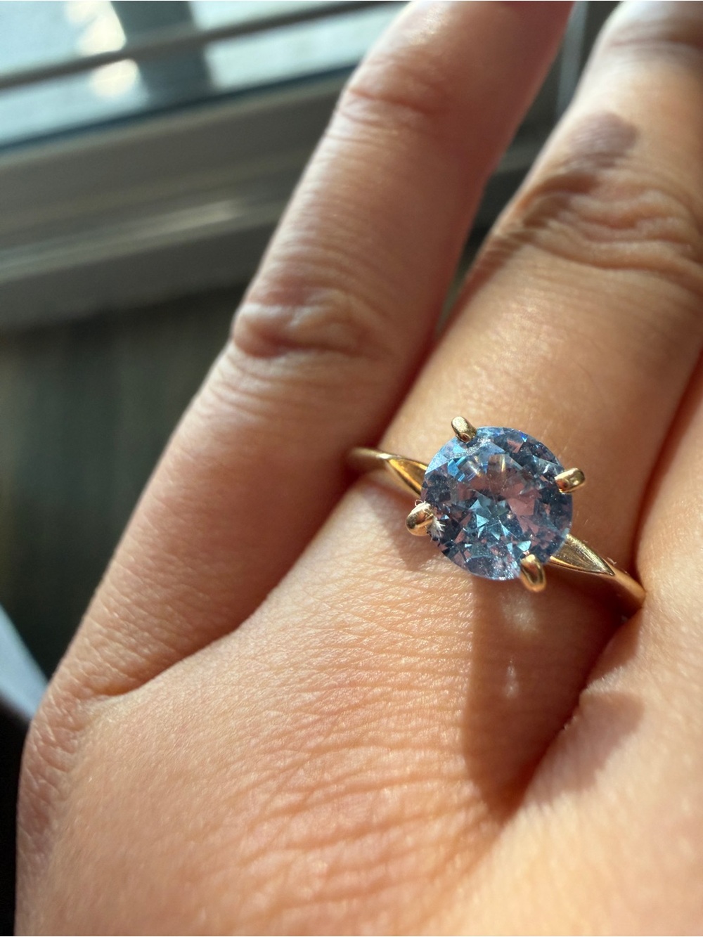 10K solid Yellow Gold Lab-Grown Blue Spinel Ring – size 5.5